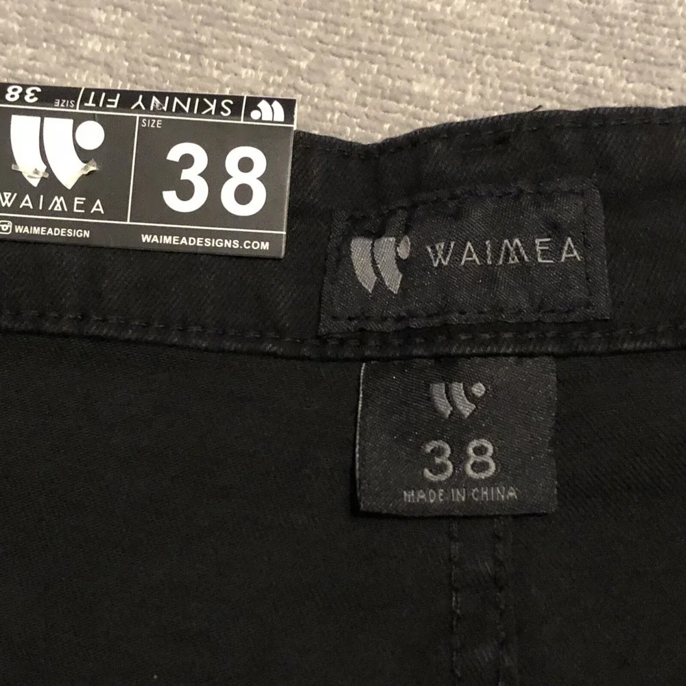 Waimea Men's 38 Skinny Fit Black Splatter Denim Shorts Distressed Fray Hem NWT